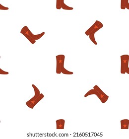 Botas de vaquero con adorno sin soldadura. Tema del oeste salvaje. Ilustración vectorial de moda dibujada a mano sobre fondo blanco