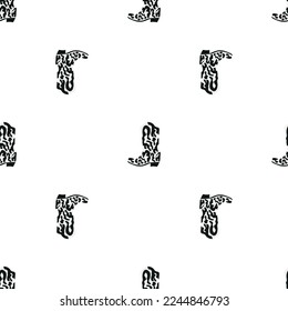 Cowboy boots with ornament seamless pattern. Wild west theme. Hand drawn colored trendy vector illustration on white background