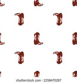 Cowboy boots with ornament seamless pattern. Wild west theme. Hand drawn colored trendy vector illustration on white background