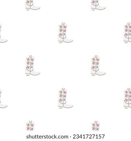 Cowboy boots with ornament seamless pattern. Wild west theme. Hand drawn colored trendy vector illustration on white background