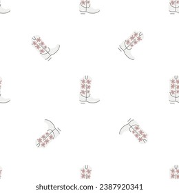 Cowboy boots with ornament seamless pattern. Wild west theme. Hand drawn colored trendy vector illustration on white background