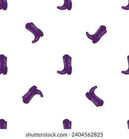 Cowboy boots with ornament seamless pattern. Wild west theme. Hand drawn colored trendy vector illustration on white background