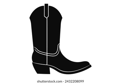 Cowboy boots with ornament. Cowboy western and Wild West theme.Cowboy boot Illustration. Cowboy boot heels vector silhouette illustration set.
