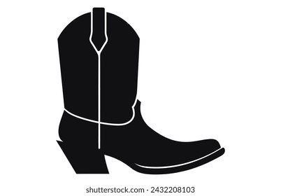 Cowboy boots with ornament. Cowboy western and Wild West theme.Cowboy boot Illustration. Cowboy boot heels vector silhouette illustration set.
