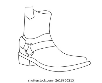 cowboy boots outline simple line art