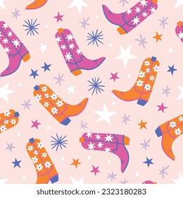 Cowboy boots pattern. Cowgirl boots background. Western