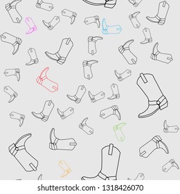 Cowboy boots seamless pattern .Vector graphic image of shoes for cowboy life
