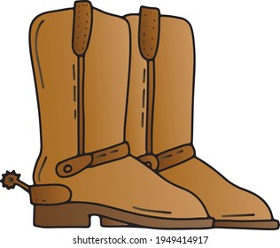 Cowboy boots with spurs vector on isolated background