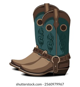 Cowboy boots vector art illustration