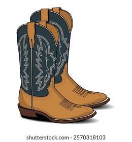 Cowboy boots vector art illustration