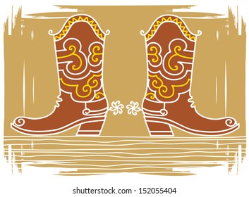 Cowboy boots. Vector color illustration of western shoes .