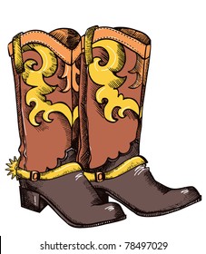 Cowboy boots .Vector color image of shoes for cowboy life