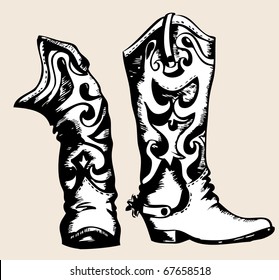 Cowboy boots .Vector graphic image