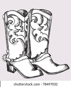 Cowboy boots .Vector graphic image of shoes for cowboy life