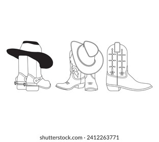 Cowboy Boots Vector graphic , Cowboy boots and western hat Clipart