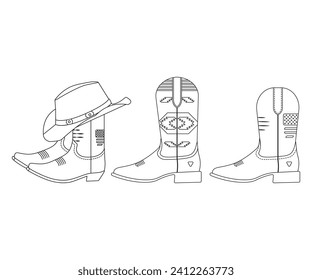Cowboy Boots Vector graphic , Cowboy boots and western hat Clipart