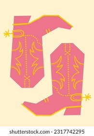 Cowboy boots vector illustration. Vector cowgirl style with cowboy boots for design