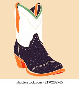 Cowboy boots. Vector illustration in a flat style. Graphic element  for fabric, textile, clothing, wrapping paper, wallpaper, poster. 