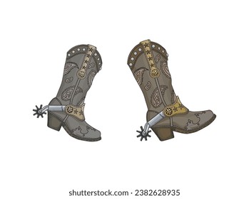 cowboy boots vector illustrations isolated