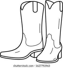 Cowboy boots. Vector outline icon.