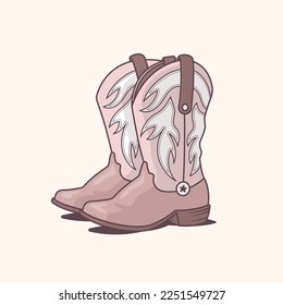 Cowboy boots, vintage style vector illustration