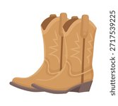 Cowboy boots, Wild west. Flat vector clipart, illustration with isolated background.
