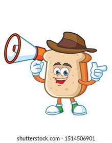 cowboy bread mascot character design vector