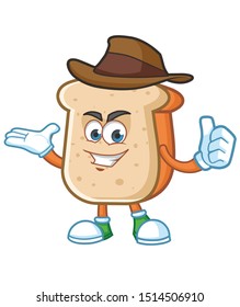 cowboy bread mascot character design vector
