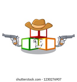 Cowboy bright toy block bricks on cartoon