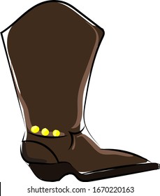 Cowboy brown boot, illustration, vector on white background.