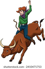 Cowboy Bull Rider Cartoon Farbige Clipkunst 