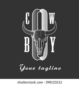 Cowboy, bull rider, Wild West vector concept logo, sign, symbol, emblem, design element