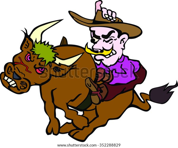 Download Cowboy Bull Riding Stock Vector (Royalty Free) 352288829