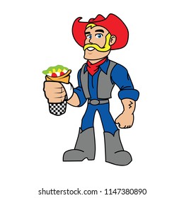 Cowboy Burrito mascot character illustration logo icon vector