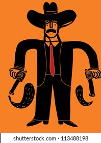 cowboy businessman with two guns