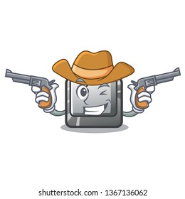 Cowboy button B installed on cartoon computer