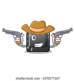 Cowboy button D on a computer mascot