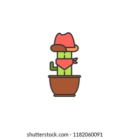 cowboy cactus colored icon. Element of wild west icon for mobile concept and web apps. Cartoon cowboy cactus icon can be used for web and mobile