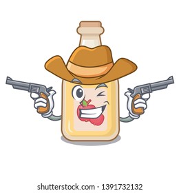 Cowboy cartoon apple cider in a glass