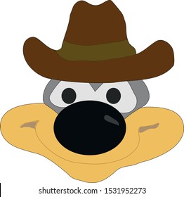 cowboy. cartoon hero. a mouse in a hat. sheriff. Children's drawing. Drawn animal with big eyes. character for printing on the covers of children's books and coloring