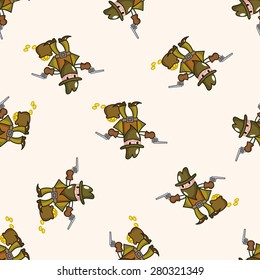 cowboy , cartoon seamless pattern background