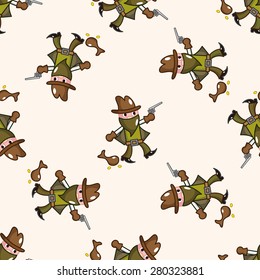cowboy , cartoon seamless pattern background