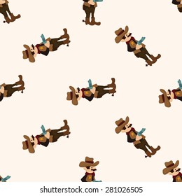 cowboy , cartoon seamless pattern background