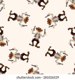 cowboy , cartoon seamless pattern background