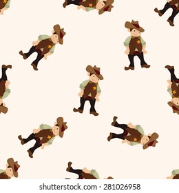 cowboy , cartoon seamless pattern background