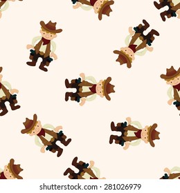 cowboy , cartoon seamless pattern background