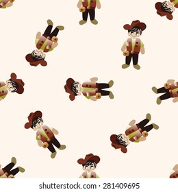 cowboy , cartoon seamless pattern background