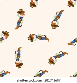 cowboy , cartoon seamless pattern background