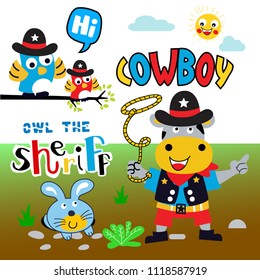 cowboy cartoon vector set illustration for children book and other use