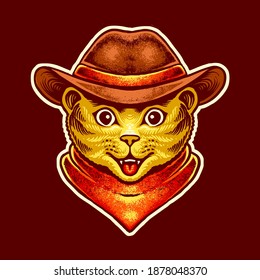 cowboy cat smile vector illustration